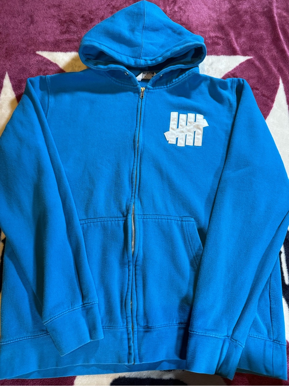 Undefeated Bright Blue Kids Zip Hoodie with White Logo